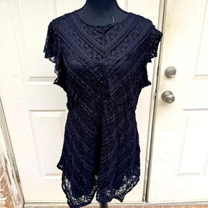 Torrid, Black, Lace, Short Sleeve, Tunic